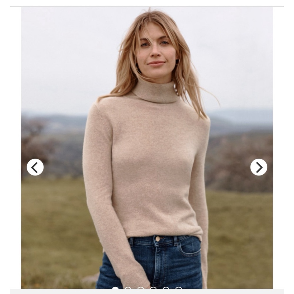 NWT Garnet Hill Cashmere Turtleneck Sweater size M Oat Heather